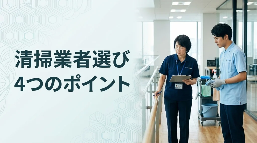 清掃業者選びの4つのポイントを解説するアイキャッチ画像