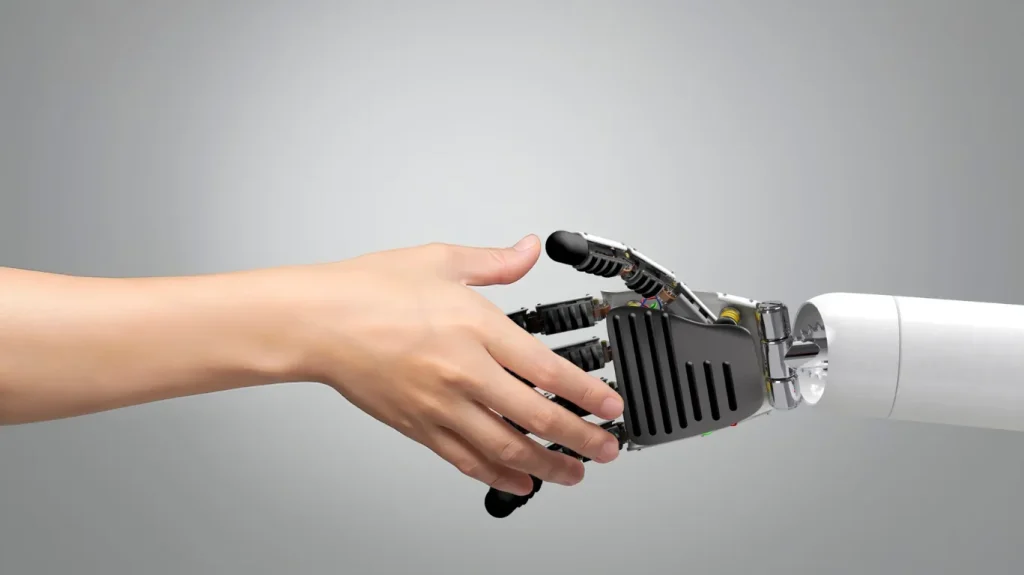 人とロボットが手を取り合うハイブリッド清掃のイメージ